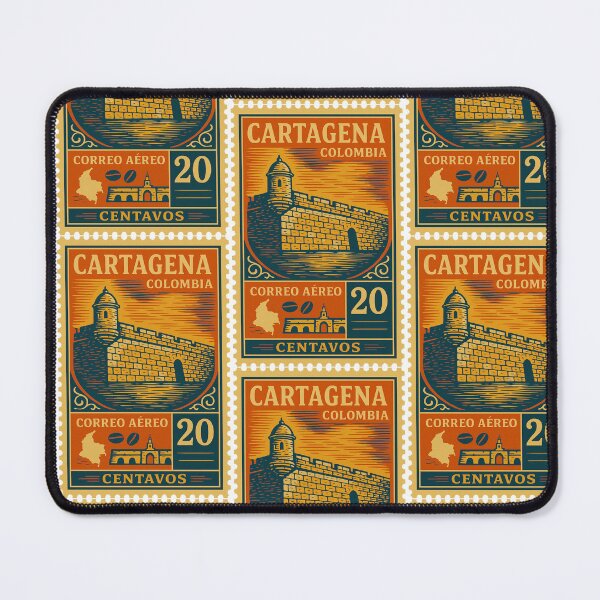 Item preview, Vintage Cartagena Colombia Stamp | Colorful Travel Collectible Design designed and sold by Travellerz.
