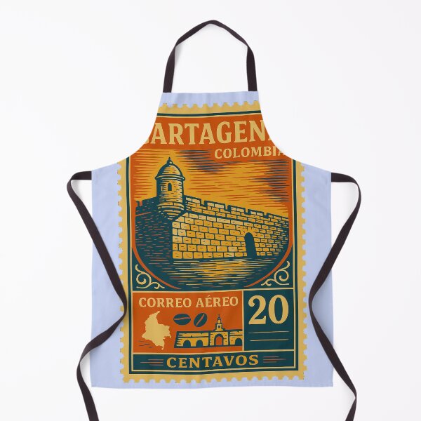 Item preview, Vintage Cartagena Colombia Stamp | Colorful Travel Collectible Design designed and sold by Travellerz.