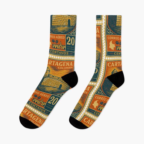 Item preview, Vintage Cartagena Colombia Stamp | Colorful Travel Collectible Design designed and sold by Travellerz.