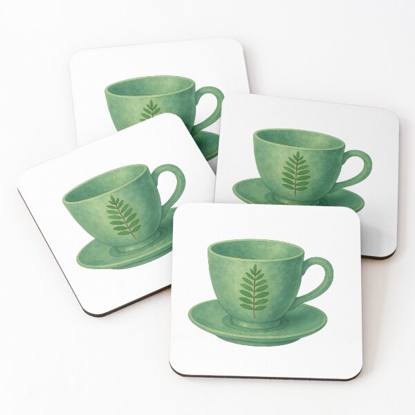 Item preview, Green Watercolor Teacup with Fern Leaf – Transparent Background designed and sold by Pacika.