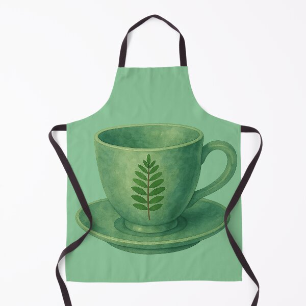 Item preview, Green Watercolor Teacup with Fern Leaf – Transparent Background designed and sold by Pacika.