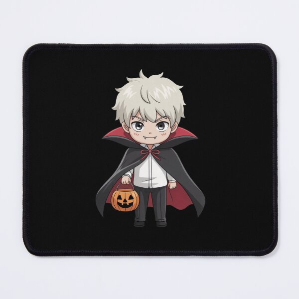 Item preview, Chibi Vampire Boy with White Hair and Pumpkin Candy | Kawaii Halloween Anime Cartoon Design designed and sold by ColorSplash123.
