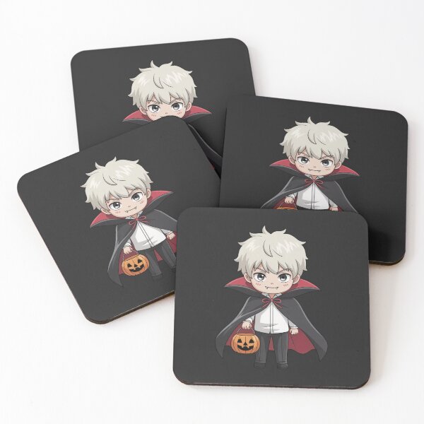 Item preview, Chibi Vampire Boy with White Hair and Pumpkin Candy | Kawaii Halloween Anime Cartoon Design designed and sold by ColorSplash123.