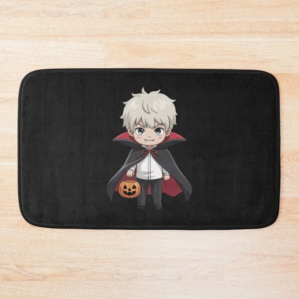 Item preview, Chibi Vampire Boy with White Hair and Pumpkin Candy | Kawaii Halloween Anime Cartoon Design designed and sold by ColorSplash123.