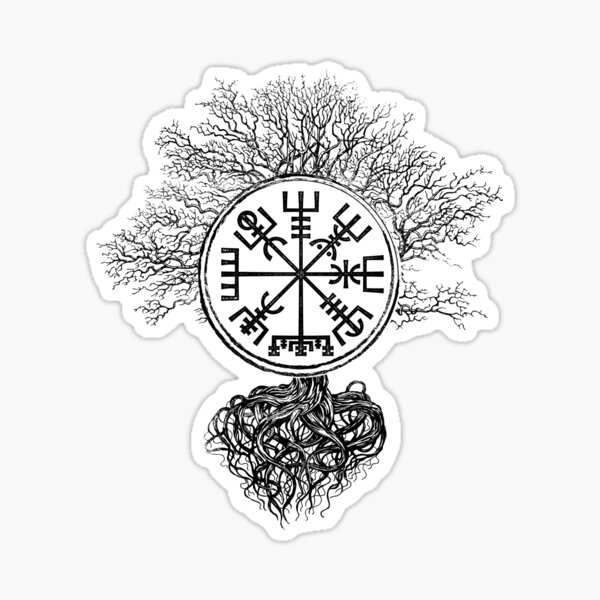 Vegvisir and Tree of life -Yggdrasil Sticker
