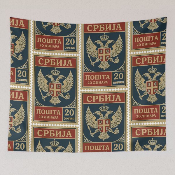 Item preview, Vintage Serbia Postage Stamp | Double-Headed Eagle Coat of Arms Design designed and sold by Travellerz.