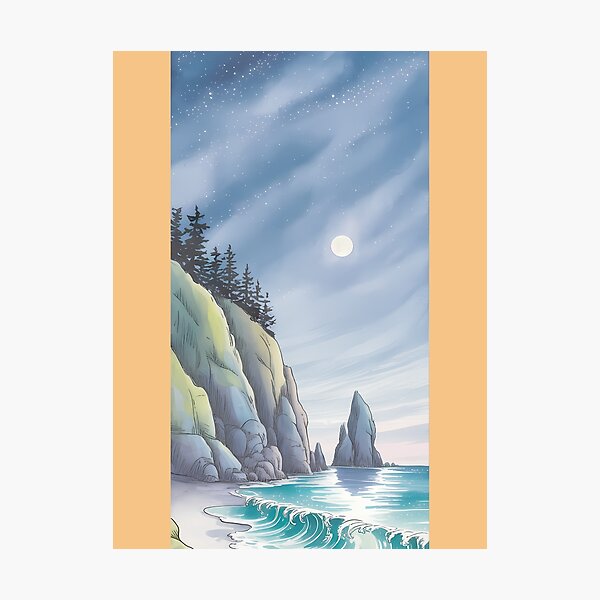Item preview, Moonlit Ocean Serenity Starry Night Seascape By Merch, Limited Edition designed and sold by HERIBERTOMARTHA.