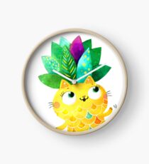 Pineapple cat Clock
