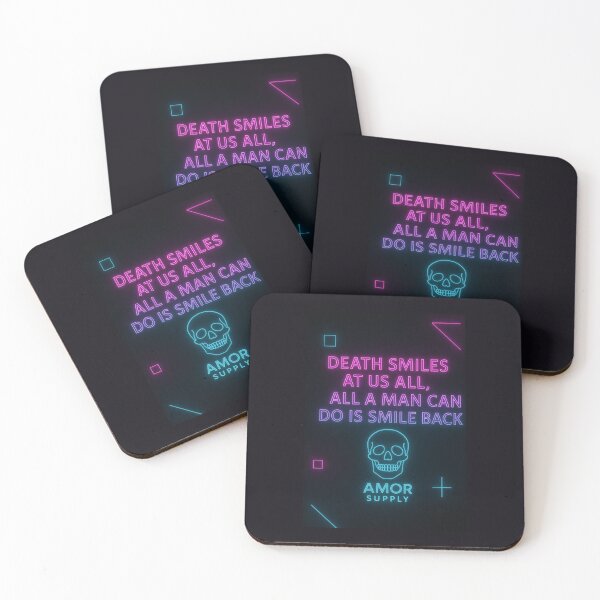 Item preview, Death Smiles At Us All – Stoic Neon Skull Quote Design | Amor Supply designed and sold by Amor Supply.