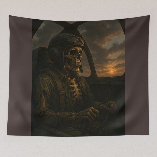 Item preview, Dead Pilot at Sunset – Skeleton Aviator Art designed and sold by WinkWild.