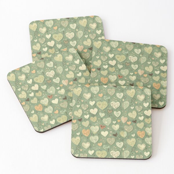 Item preview, Elegant Sage Green Heart Pattern designed and sold by 4Niki4.