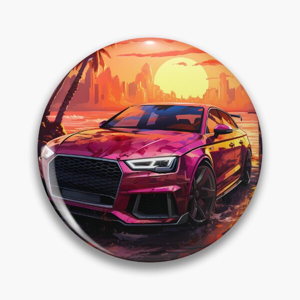Item preview, Modern Super Sedan Scene With Sporty Car And Sunset Palms designed and sold by RevUpDesign.