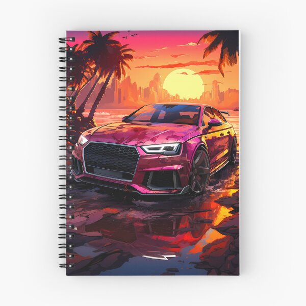 Item preview, Modern Super Sedan Scene With Sporty Car And Sunset Palms designed and sold by RevUpDesign.