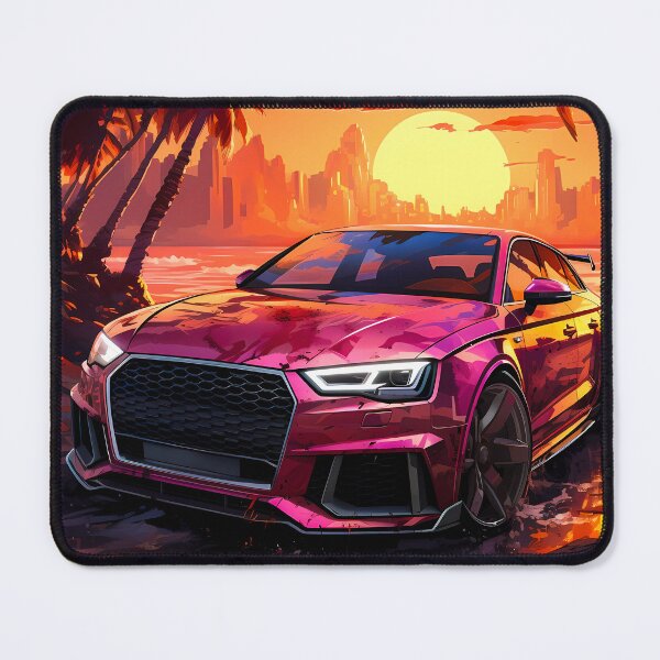 Item preview, Modern Super Sedan Scene With Sporty Car And Sunset Palms designed and sold by RevUpDesign.