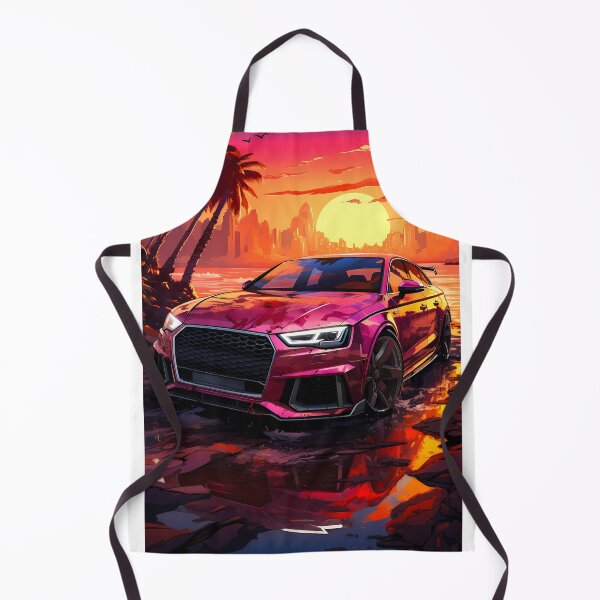 Item preview, Modern Super Sedan Scene With Sporty Car And Sunset Palms designed and sold by RevUpDesign.