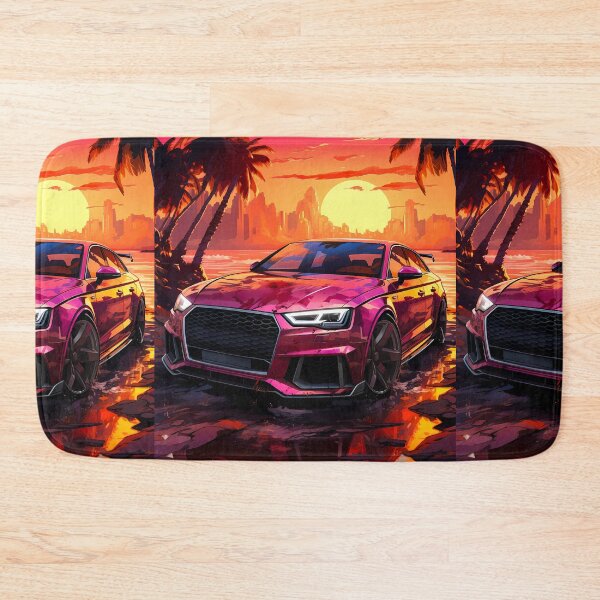Item preview, Modern Super Sedan Scene With Sporty Car And Sunset Palms designed and sold by RevUpDesign.