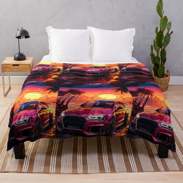 Item preview, Modern Super Sedan Scene With Sporty Car And Sunset Palms designed and sold by RevUpDesign.