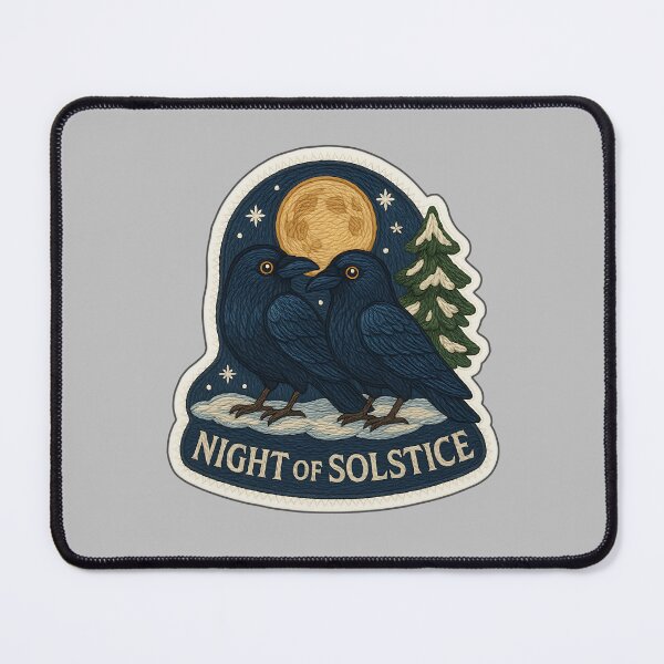 Item preview, Raven Winter Solstice Embroidery Sticker – Night of Solstice Twin Ravens Patch designed and sold by Nuist25.