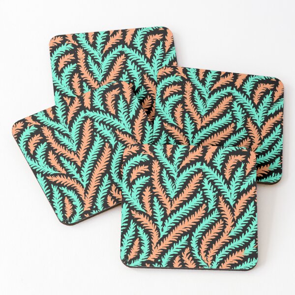 Item preview, Mint and Coral Fern Seamless Pattern Transparent Background designed and sold by SassyArtistry.