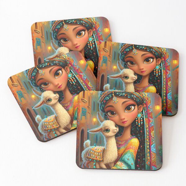 Item preview, Enchanting Girl with a Llama in Vibrant Colors designed and sold by Artessie.
