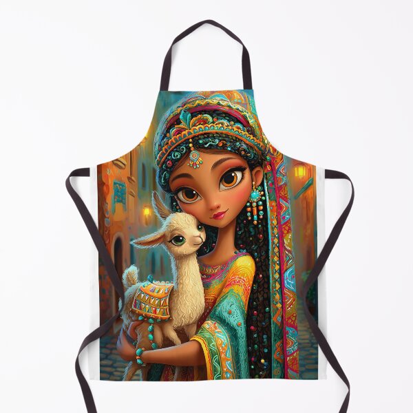 Item preview, Enchanting Girl with a Llama in Vibrant Colors designed and sold by Artessie.