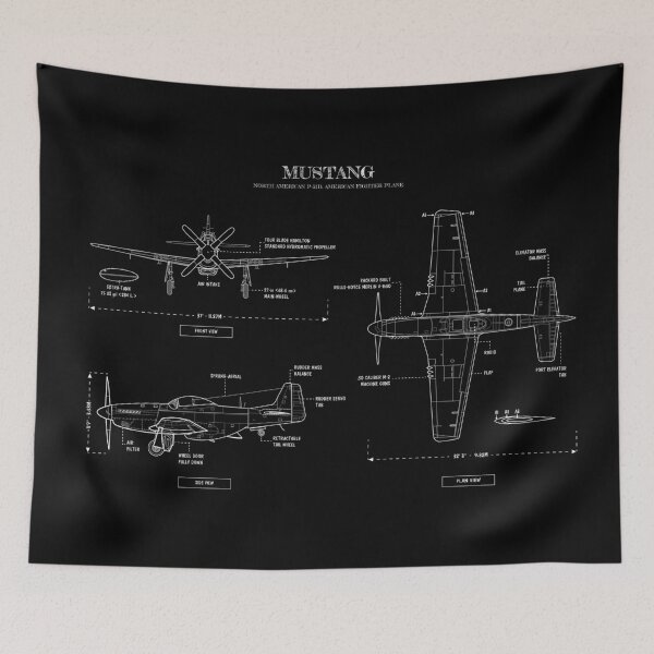 Item preview, Mustang: North American P-51D Horizontal (White Stencil - No Background) designed and sold by BGALAXY.