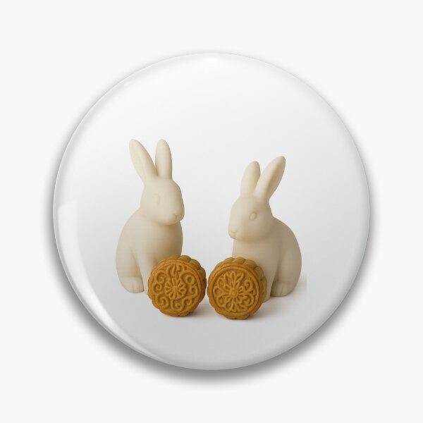 Item preview, Mid autumn festival rabbits with traditional mooncakes on white background, AI generated designed and sold by dvoevnore.