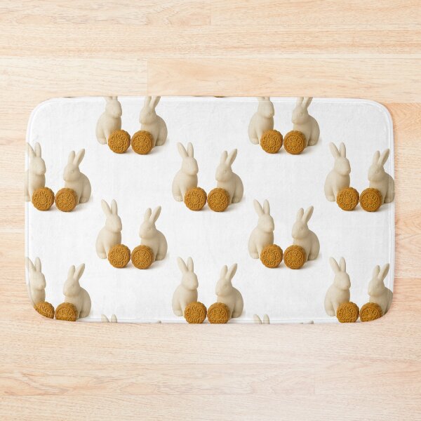 Item preview, Mid autumn festival rabbits with traditional mooncakes on white background, AI generated designed and sold by dvoevnore.