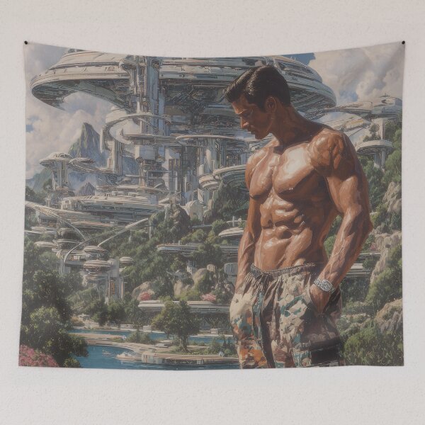 Item preview, Retrofuturist & Cyberpunk Art | Futuristic Man & Aero Frutiger Movement 2 designed and sold by Velvetcosmonova.