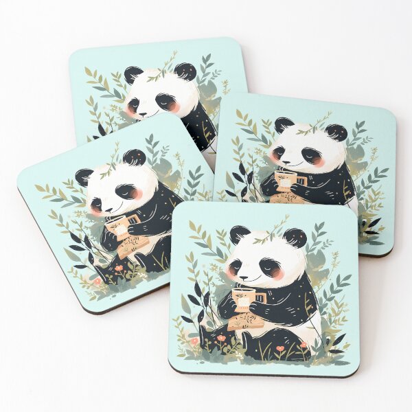 Item preview, Happy Panda chilling with coffee designed and sold by WoollenLlama.