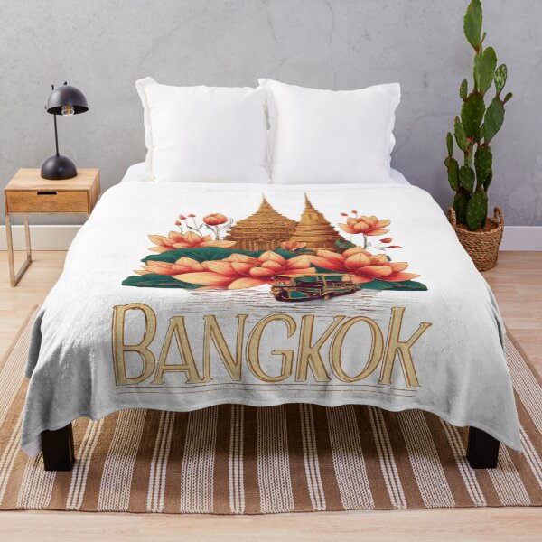 Item preview, Bangkok Design – Golden Temple, Lotus Flowers and Tuk-Tuk Illustration designed and sold by Meiersbeste.