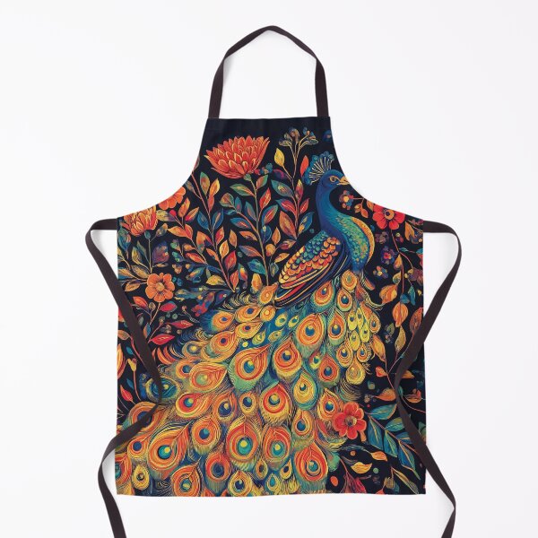 Item preview, Highly Detailed Design of a Colorful Exotic peacock on a Dark Navy Blue Background with Flowers. designed and sold by HEMRO.