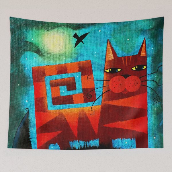 Item preview, Cat Under the Moon and Stars  dk2025sept27a by David King designed and sold by ArtistDavidKing.