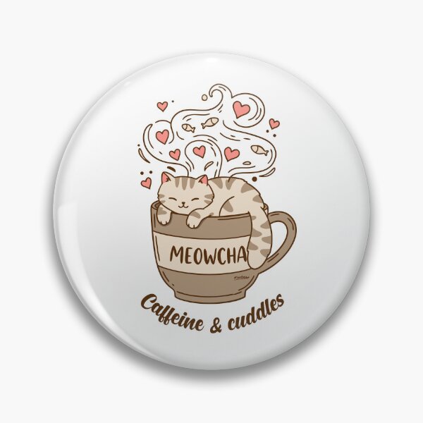 Item preview, Sleepy Cat in a Meowcha Cup designed and sold by FiesterArt.
