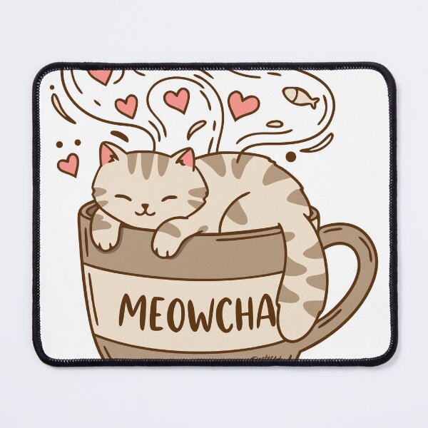 Item preview, Sleepy Cat in a Meowcha Cup designed and sold by FiesterArt.