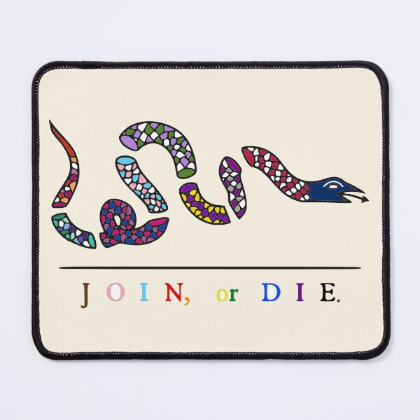 Item preview, Join or Die Pride (version 1, USA flag color snakehead) designed and sold by Delinquent Doll.