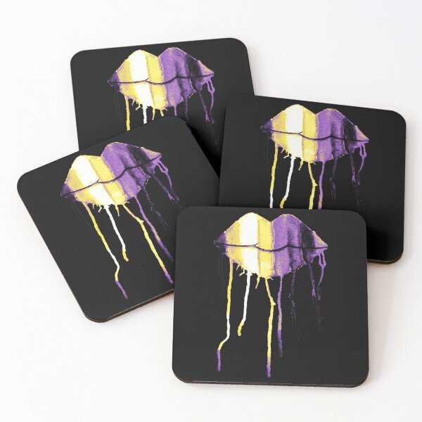 Item preview, Nonbinary Pride Dripping Watercolor Lips 	 designed and sold by pyenfraduk21.