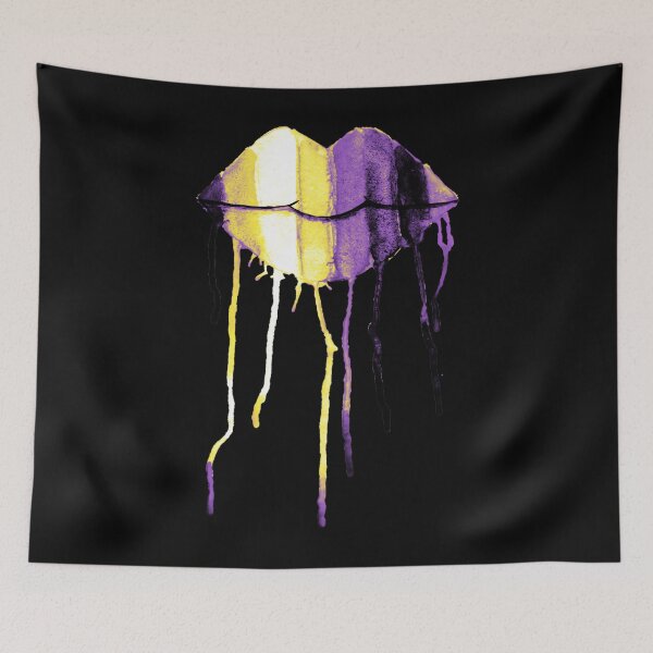 Item preview, Nonbinary Pride Dripping Watercolor Lips 	 designed and sold by pyenfraduk21.