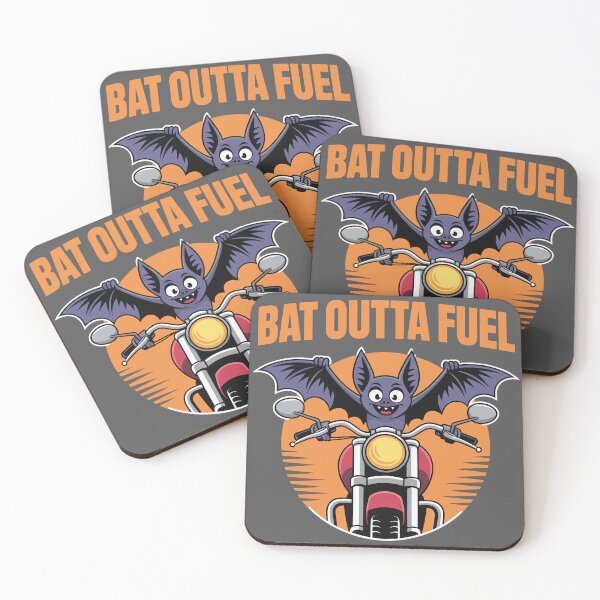 Item preview, BAT OUTTA FUEL: This quirky design, featuring a determined cartoon bat clinging to motorcycle handlebars. For the Halloween Festive Season designed and sold by Grang Art Artistic Designs.
