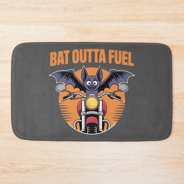 Item preview, BAT OUTTA FUEL: This quirky design, featuring a determined cartoon bat clinging to motorcycle handlebars. For the Halloween Festive Season designed and sold by Grang Art Artistic Designs.