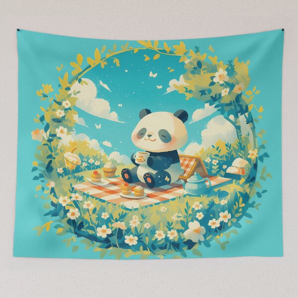 Item preview, Panda Dreaming of Afternoon Tea designed and sold by WoollenLlama.