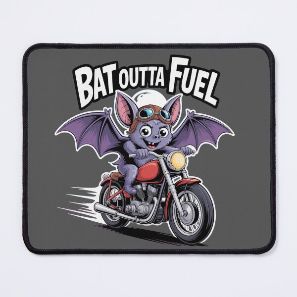 Item preview, Biker Bat: This quirky design, featuring a determined cartoon bat clinging to motorcycle handlebars. For the Halloween Festive Season designed and sold by Grang Art Artistic Designs.