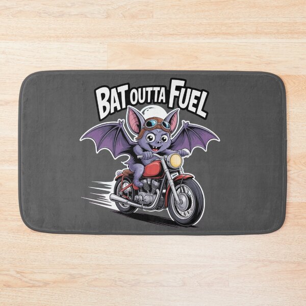 Item preview, Biker Bat: This quirky design, featuring a determined cartoon bat clinging to motorcycle handlebars. For the Halloween Festive Season designed and sold by Grang Art Artistic Designs.