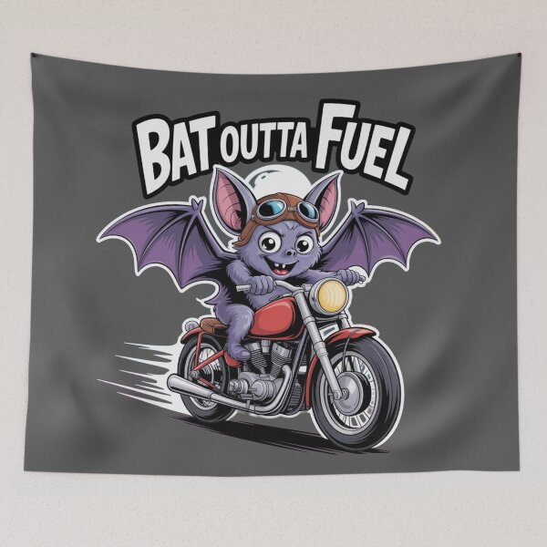 Item preview, Biker Bat: This quirky design, featuring a determined cartoon bat clinging to motorcycle handlebars. For the Halloween Festive Season designed and sold by Grang Art Artistic Designs.