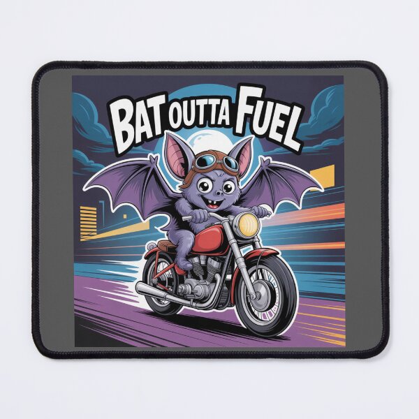 Item preview, The Midnight Ride: This quirky design, featuring a determined cartoon bat clinging to motorcycle handlebars. For the Halloween Festive Season designed and sold by Grang Art Artistic Designs.