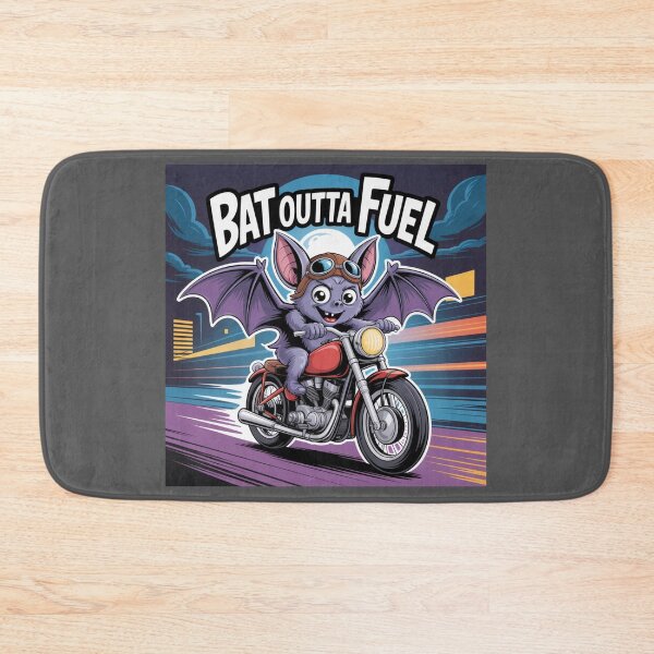 Item preview, The Midnight Ride: This quirky design, featuring a determined cartoon bat clinging to motorcycle handlebars. For the Halloween Festive Season designed and sold by Grang Art Artistic Designs.
