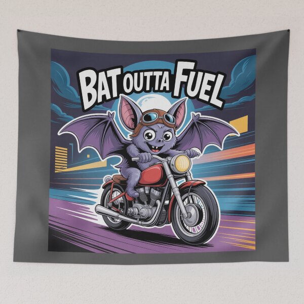 Item preview, The Midnight Ride: This quirky design, featuring a determined cartoon bat clinging to motorcycle handlebars. For the Halloween Festive Season designed and sold by Grang Art Artistic Designs.