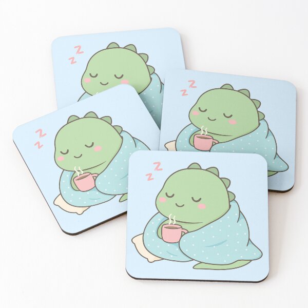 Item preview, Sleepy Dino in Blanket with Coffee  designed and sold by Yuki Shop.