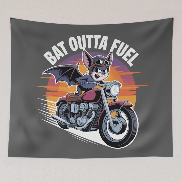 Item preview, The Road Trip Bat: This quirky design, featuring a determined cartoon bat clinging to motorcycle handlebars. For the Halloween Festive Season designed and sold by Grang Art Artistic Designs.