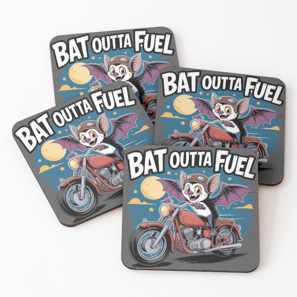 Item preview, Bat on a Bike: This quirky design, featuring a determined cartoon bat clinging to motorcycle handlebars. For the Halloween Festive Season designed and sold by Grang Art Artistic Designs.